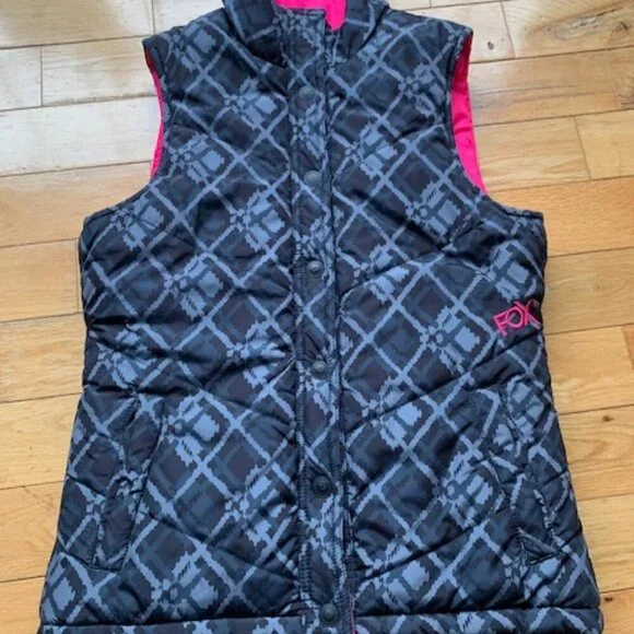 FOX Riders Company Reversible Puffer Vest Pink Plaid Women’s Medium - Picture 2 of 10